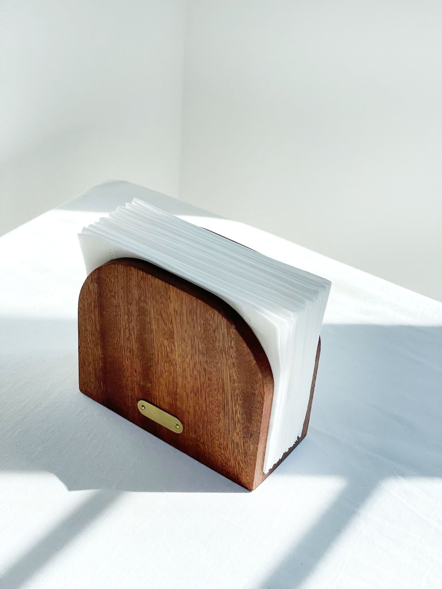 2pcs Napkin Holder for Table, Napkin Holders for Kitchen, Napkin Holder for Kitchen Dining Room Table Decor, Upright Wood Napkin Dispenser for Indoor & Outdoor Use Sandalwood (single-sided)