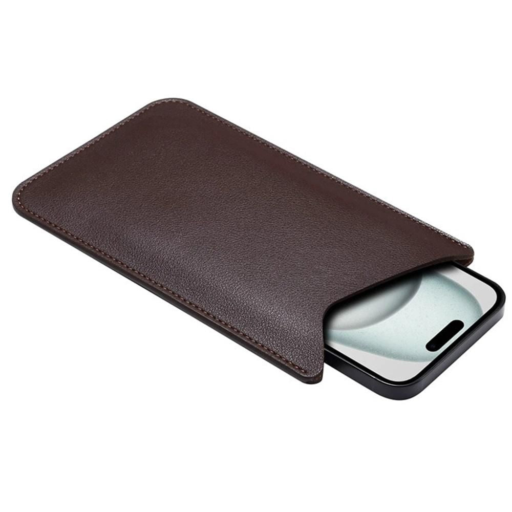 Leather Cell Phone Holster, Cell Phone Pouch Holder Men, Universal Leather Phone Sleeve Leather Wallet Holster Phone Bag  brown, medium size