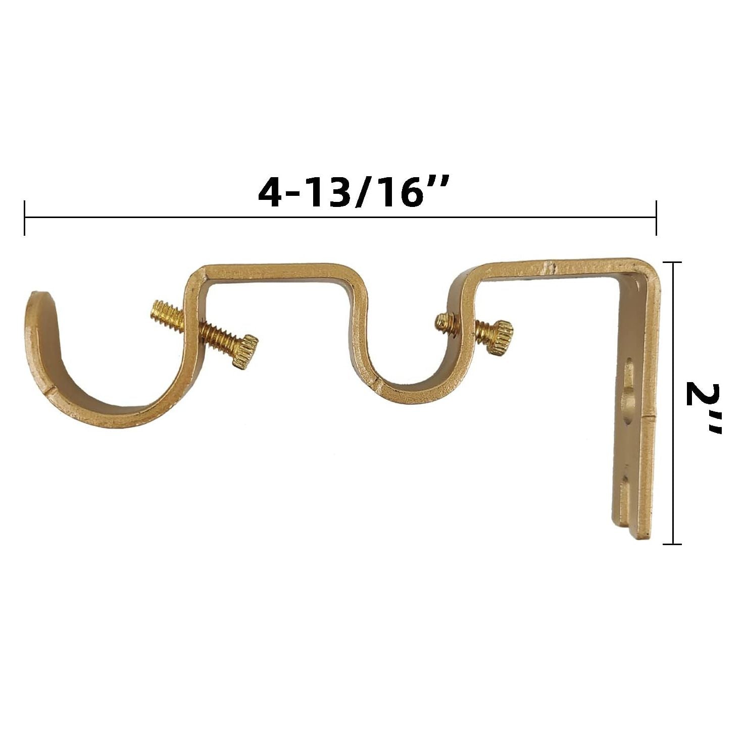 3PCS Gold Curtain Rod Bracket, Heavy Duty Double Curtain Rod Hanging Brackets Wall Mount, Drapery Rod Bracket, Adjustable Curtain Rod Holders for Window, Home Curtain Rods (Golden)