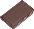 PU Leather Business Card Holder, 2Pcs Name Card Case with Magnetic Shut Wallet Pocket Carrier for ID Card Men Women, Brown