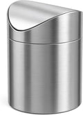 Stainless Steel Small Trash Cans, Trumpet Desktops Mini Creative Covered Desk Kitchen Living Room Trash Cans(Sliver)