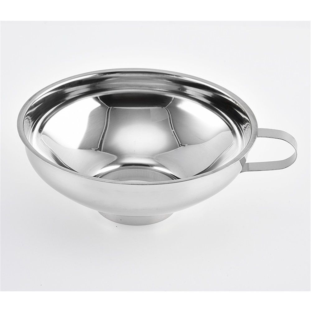 Stainless Steel Wide Mouth Funnel Rust Resistant Canning Funnel Kitchen Cooking Jars Funnel with Handle for Liquids and Solids (small size)
