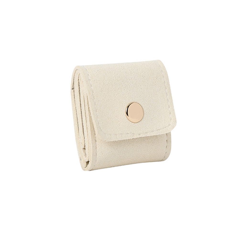 2pcs Mini Travel Jewelry Bag, Mini Travel Jewelry Roll Bag with Buckle, Portable Foldable Multifunctional Jewelry Travels Pouch for Earrings, Rings, Necklaces (White)