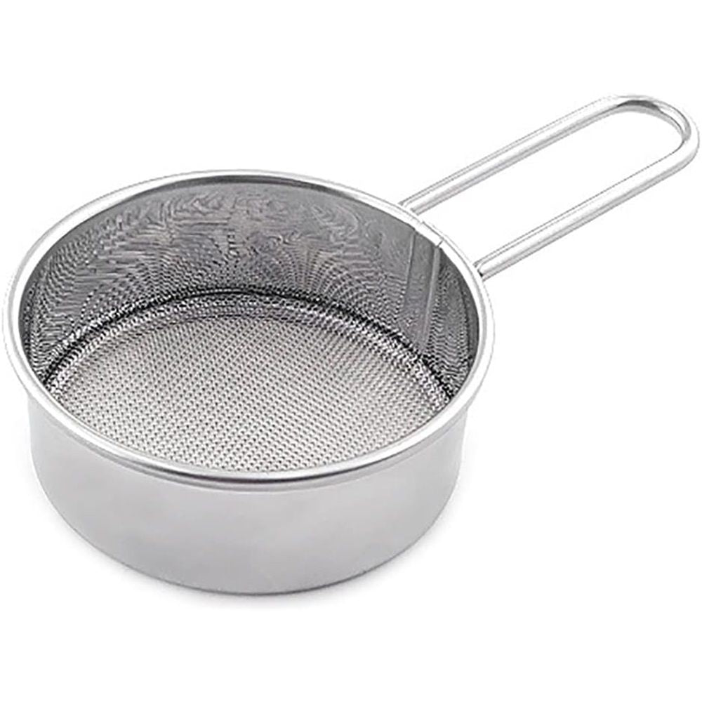 2pcs Small Strainer, Flour Colander Mini Small Flour Sifter for Baking Powder Sugar Coffee Pastas Tea,  Stainless Steel Food Strainer Mini Sifter with Handle