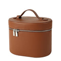 Makeup Bag Vanity Case with Divider and Handle, Aesthetic Makeup Bags, Waterproof PU Leather Toiletry Bag for Women Girls, Portable Cosmetic Organizer Bag (Brown)
