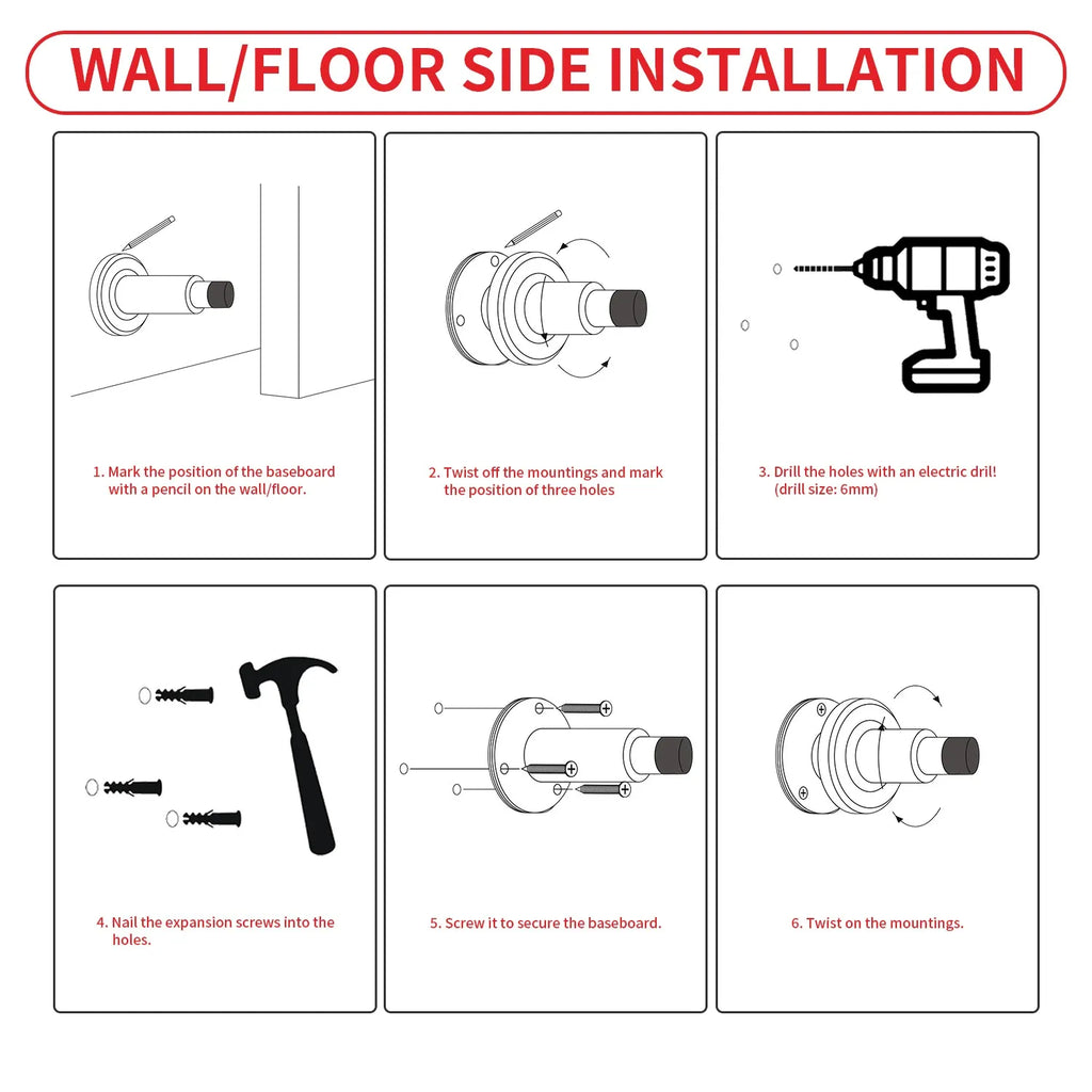 Door Stoppers - Heavy-Duty Adjustable Stoppers for Bottom, Top, and Wall of Door – Anti Break-in 304 Stainless Steel Door Stops with Rubber Buffers(Black)
