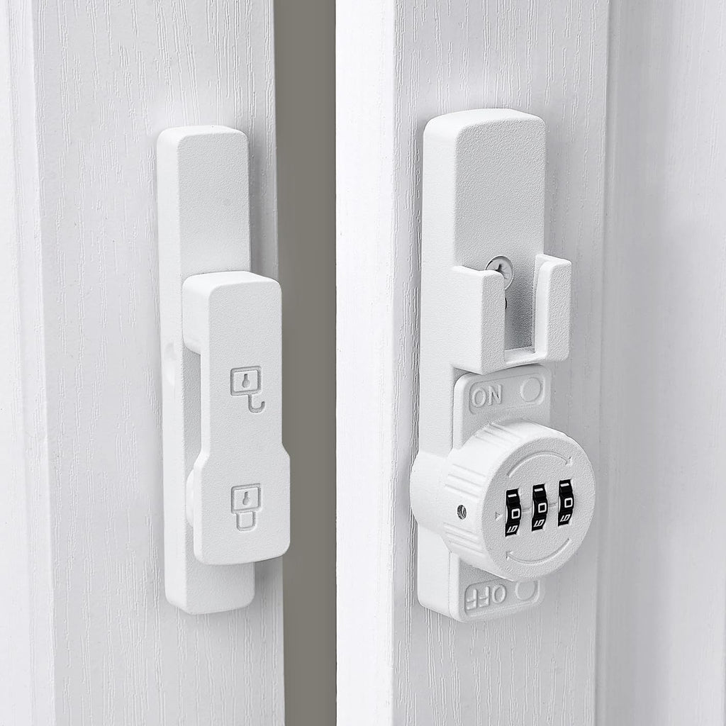 White 180 Degree Barn Door Lock,Mechanical Password Lock,3 Digit Password Keyless,Flip Latch with Combination,Protect Privacy,for Barn Door,Cabinets,Windows,Garden,Bathroom