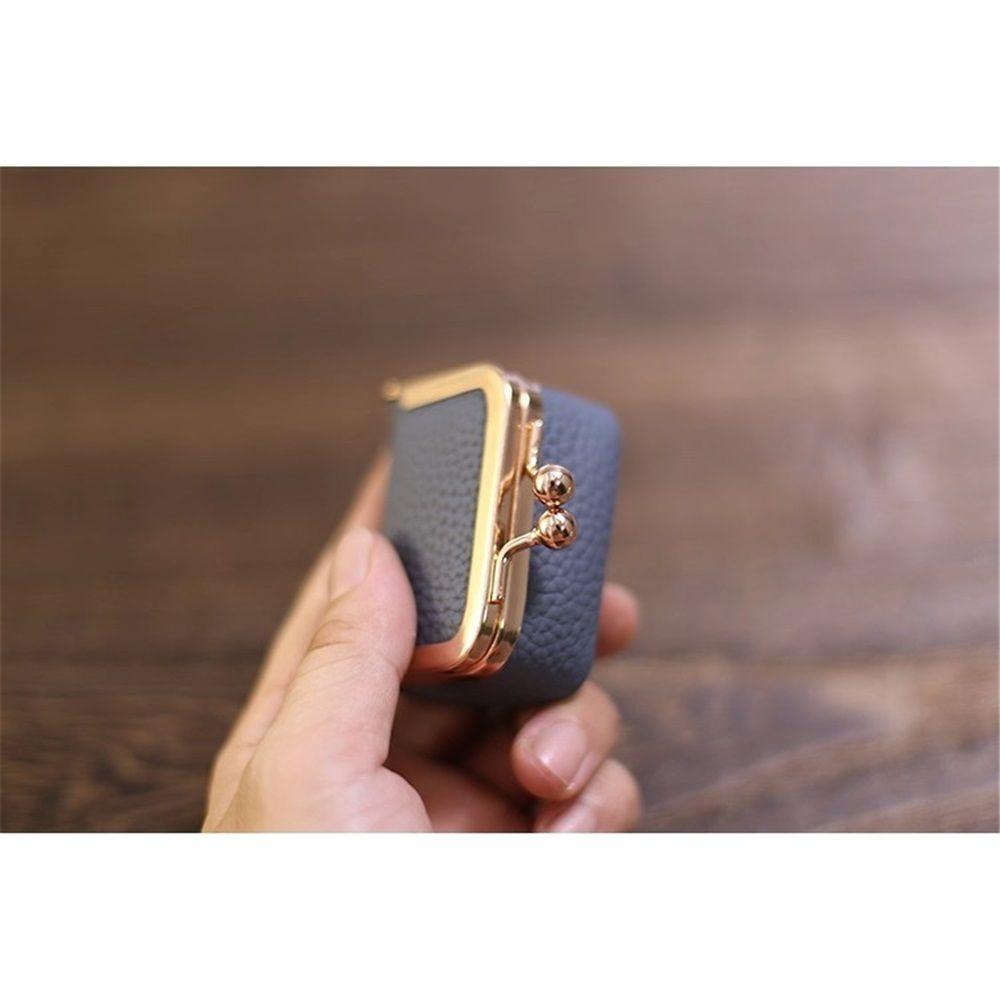 Leather Mini Jewelry Box - Vintage-Inspired Travel Jewelry Organizer with Kiss Lock, Compact Ring Box for Women, Perfect for Earrings, Rings, Necklaces, Bracelets (Black)