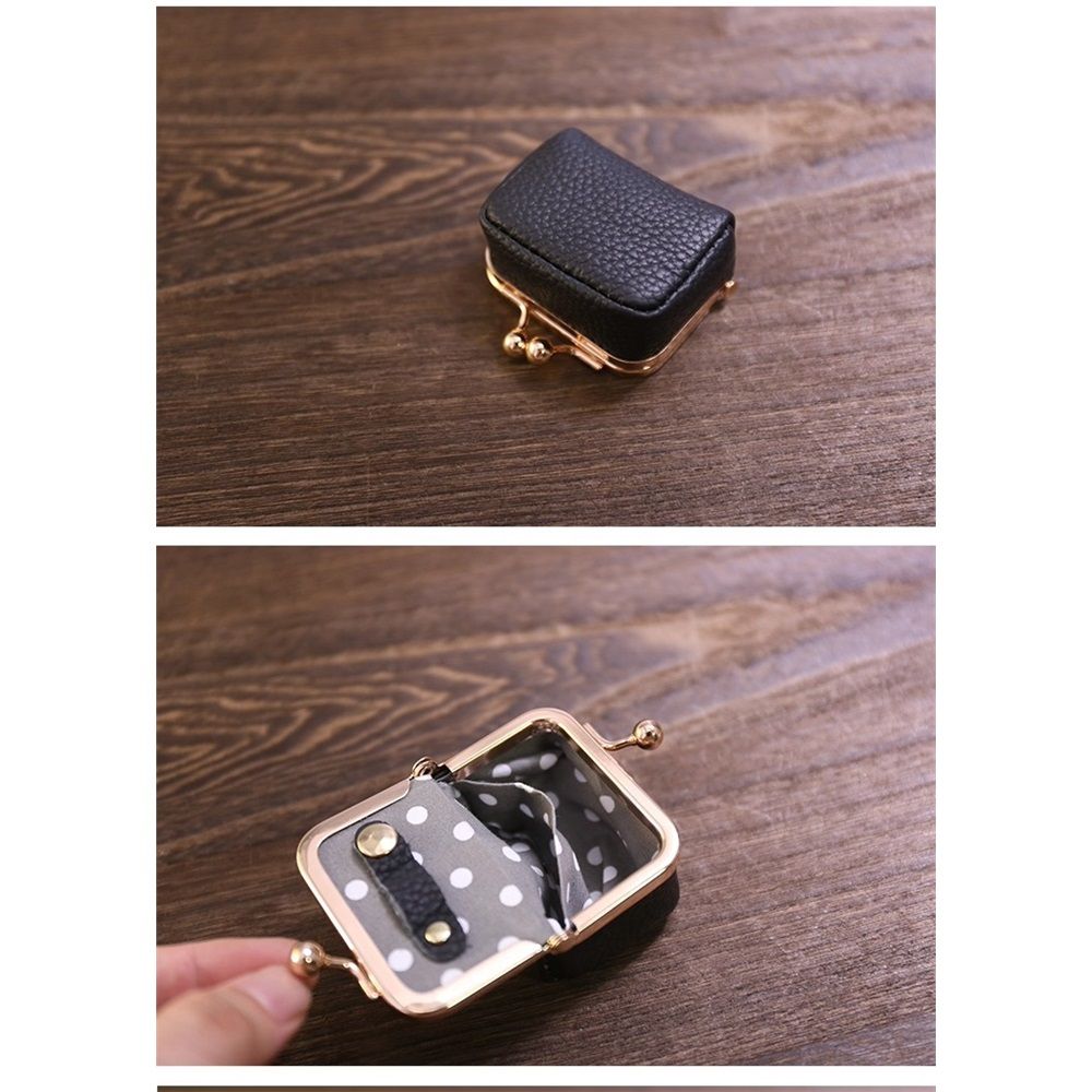 Leather Mini Jewelry Box - Vintage-Inspired Travel Jewelry Organizer with Kiss Lock, Compact Ring Box for Women, Perfect for Earrings, Rings, Necklaces, Bracelets (Black)