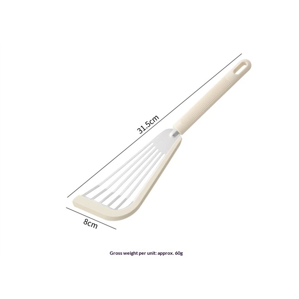 Beige Fish Spatula Turner,Silicone Edge Slotted Fish Spatulas for Kitchen,Flexible and Thin Stainless Steel Nonstick Cooking for Pancake