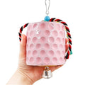 Bird chewing toys, parrot beak grinding calcium stones, with bells, birdcage accessories, parrot cub, hamster, Totoro cage toys（Pink）