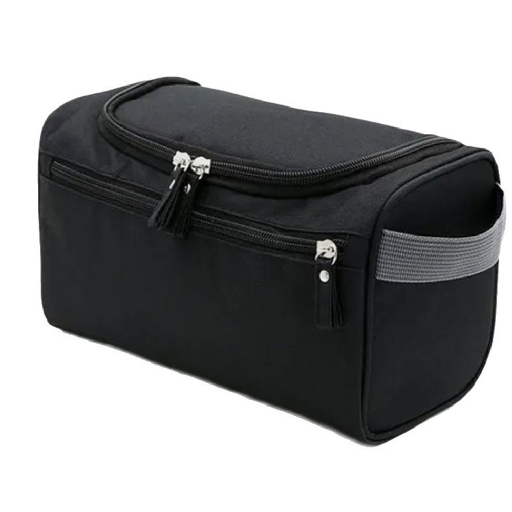 Oxford cloth waterproof hook wash bag travel makeup bag men's portable storage bag cosmetics storage bag (Black)