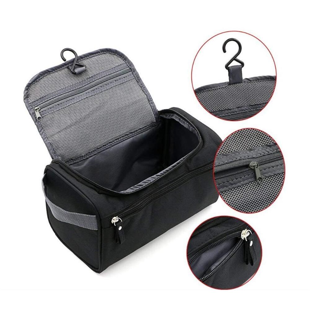 Oxford cloth waterproof hook wash bag travel makeup bag men's portable storage bag cosmetics storage bag (Black)