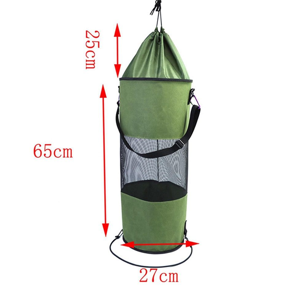 Boat Trash Bag - Heavy-Duty  Mesh Oxford Fabric with Bottom Zipper and Top Rubber Closure - Leakproof and Washable for Boats, Kayaks, Campers, RVs, and More（olive drab）