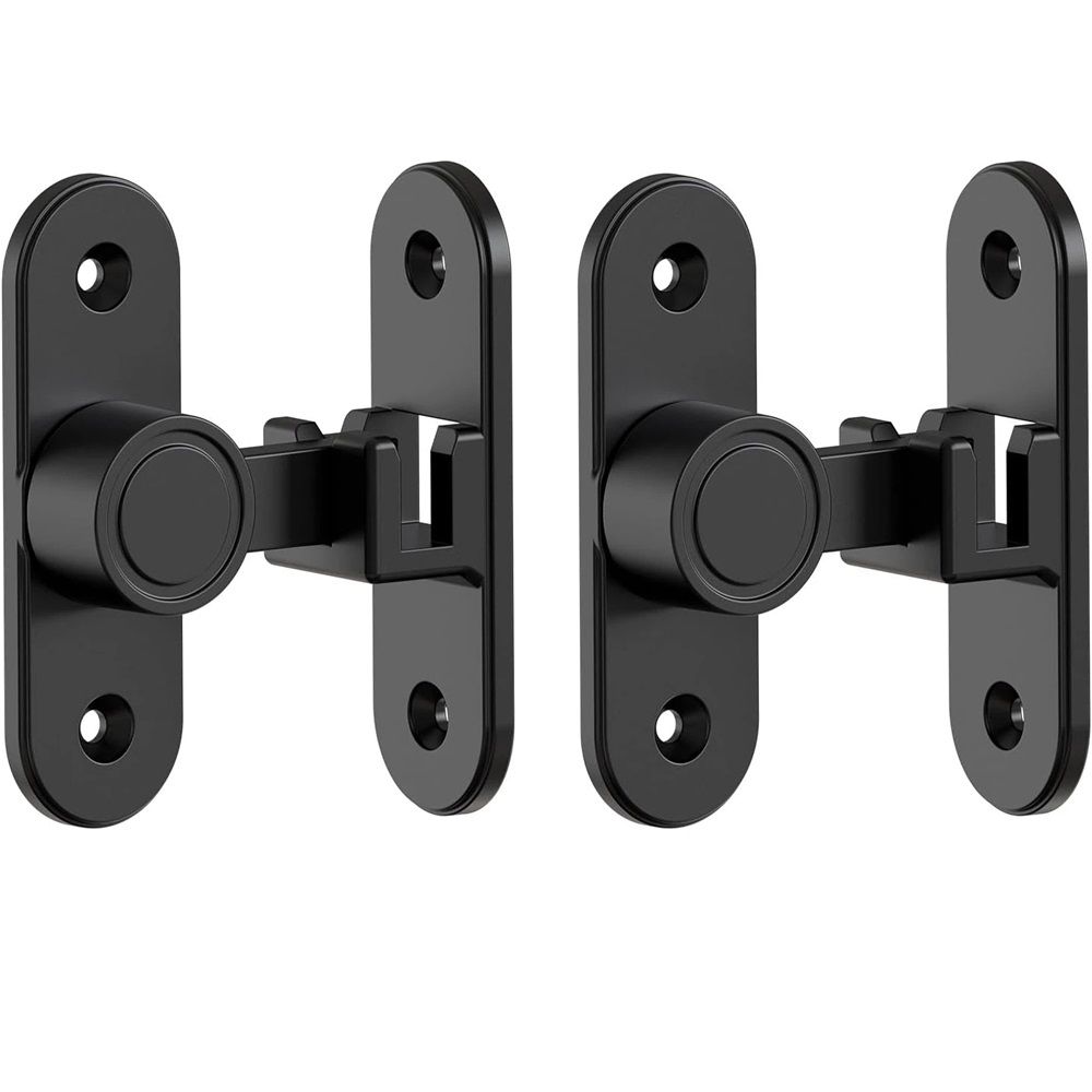 Barn Door Locks, 90/180 Degree Right Angle Flip Gate Latch Fit for Bedroom, Garden, Cabinet - Sturdy and Secure Sliding Barn Door Lock (Black-2 Pcs)