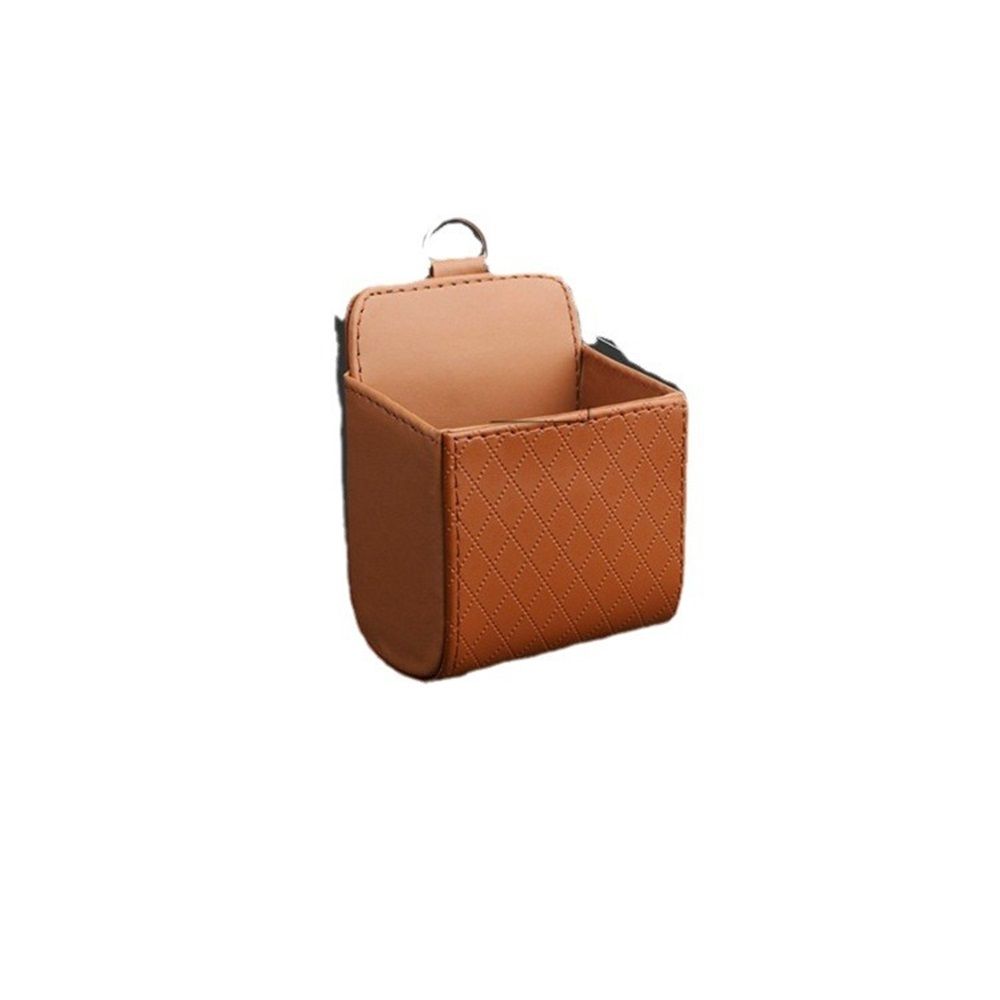 2x Car Vent Storage Bag PU Leather Dashboard Organiser Pocket Hook Brown