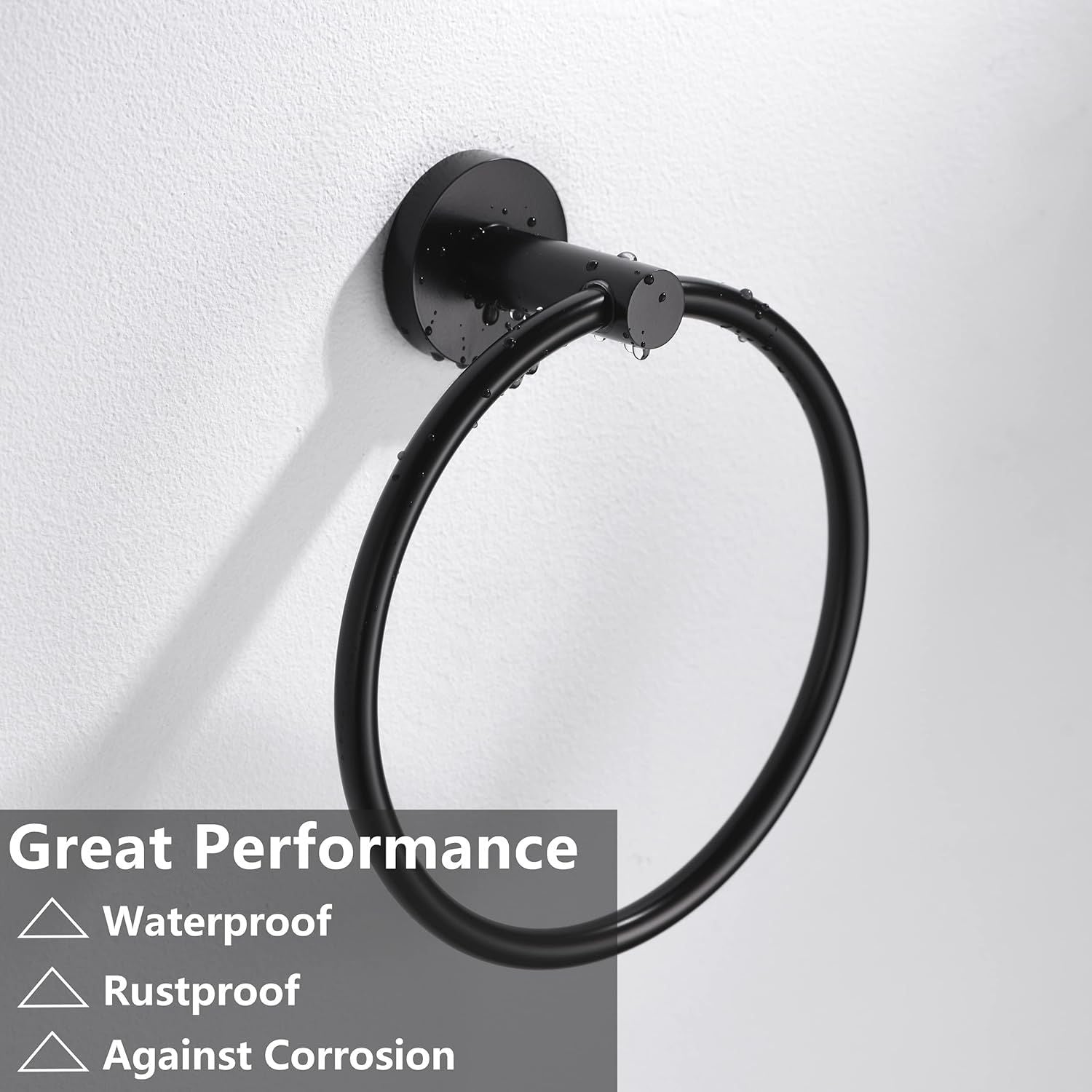 Matte Black Toilet Paper Holder and Hand Towel Holder, 2 Pieces Bathroom Hardware Accessories Set, Stainless Steel Sturdy Wall Mount Toilet Paper Roll Holder and Towel Rack, Black