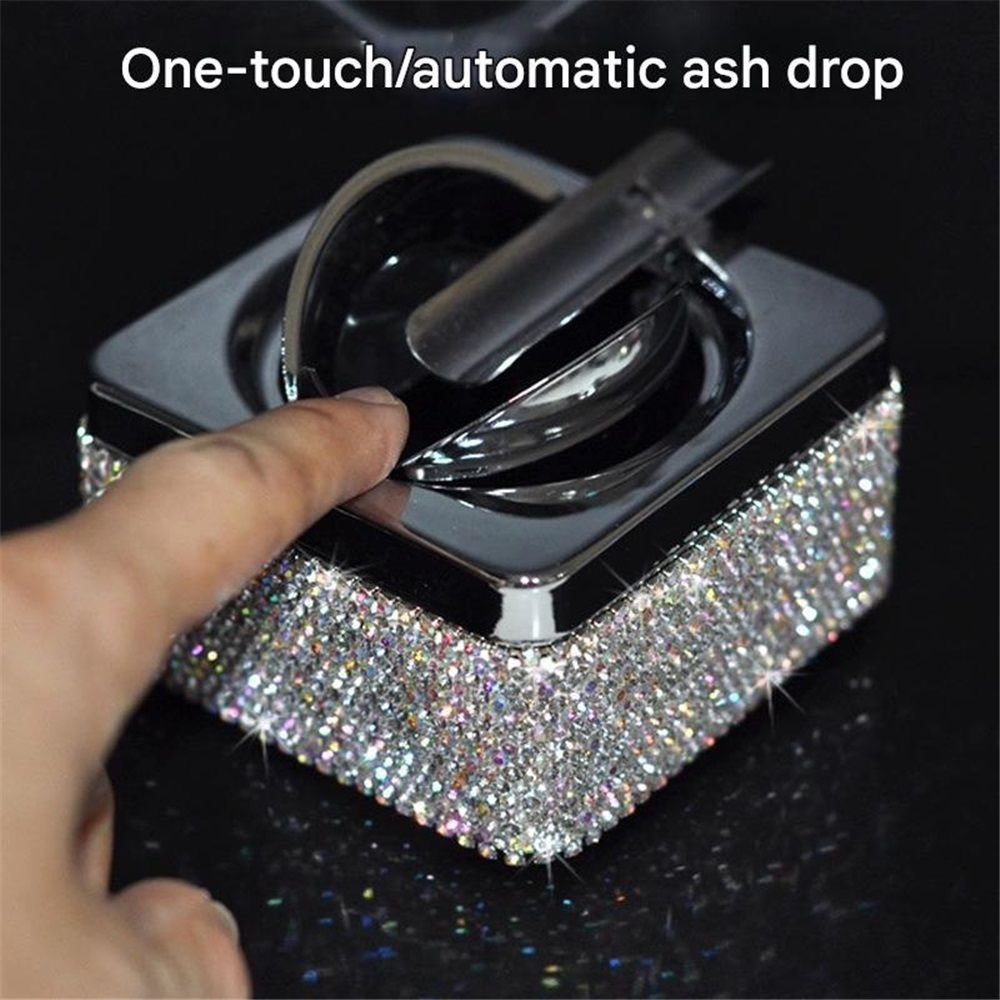 Stainless steel ashtray with shiny lid, cigarette ashtray for indoor or outdoor use, ashtray for smokers, desktop smoking ashtray for home office decoration, square white