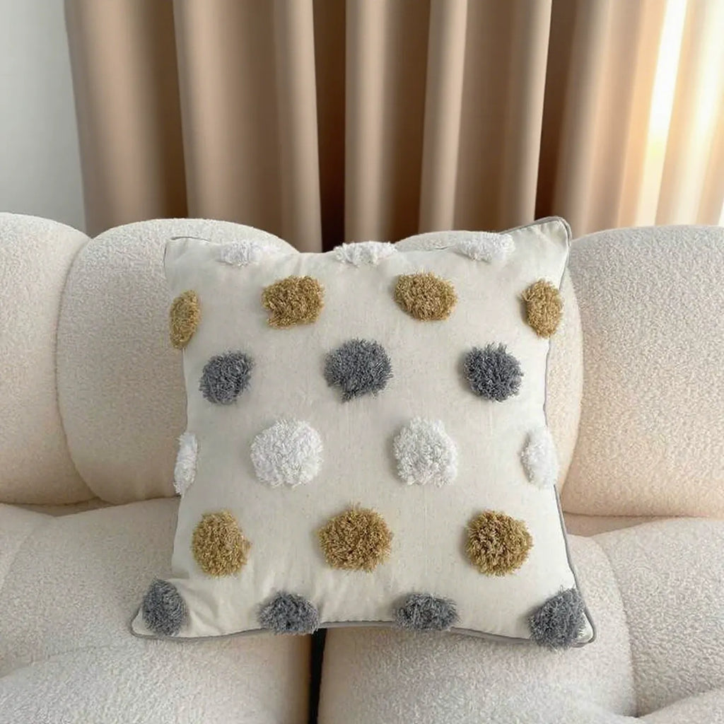 Simple&Opulence Boho Throw Pillow Covers 45*45cm Set of 2, Tufted Jacquard Cotton Canvas Cushion Cases, Fluffy Soft Farmhouse Textured Pillowcase for Outdoor Couch Bed Car Decor (Excluding core)