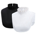 2pcs ake Collar Shirt  Simple Ruffles Fake Collar Detachable  Collar Clothes Accessory  - White Collar Blouse (White+BLack)
