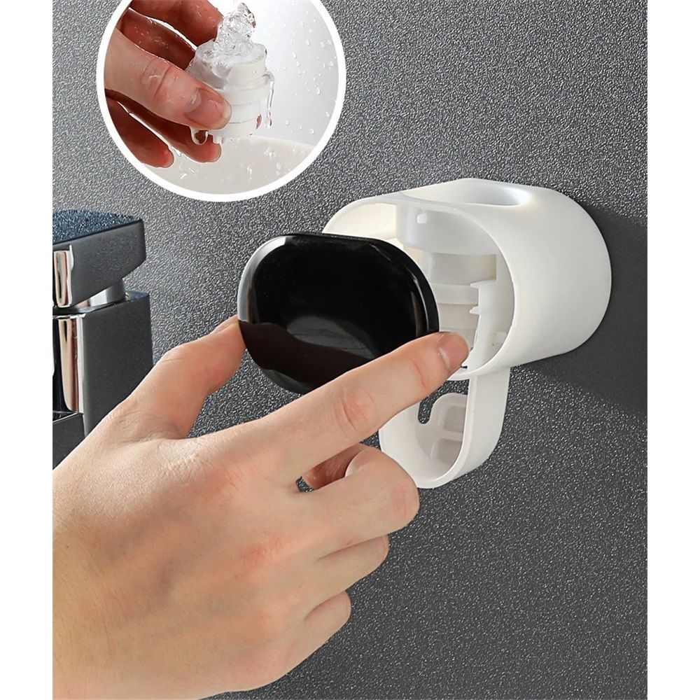 Toothpaste Dispenser Wall Mount for Bathroom Automatic Toothpaste Squeezer, Black,Visualization of Toothpaste Flow Rate (Black G)