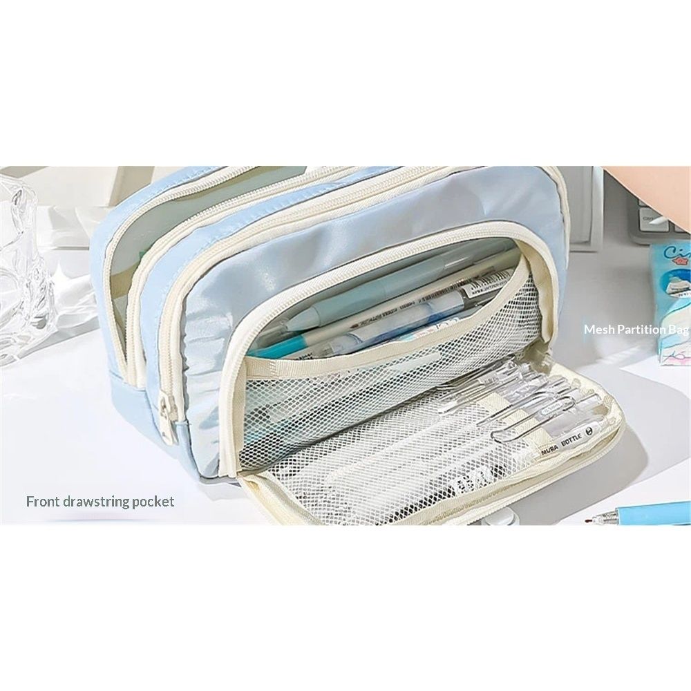 Pencil Case, Cute Pencil Pouch,Series Large Capacity Drawstring Pencil Cases , simple pencil case for junior high school and high school students(blue)