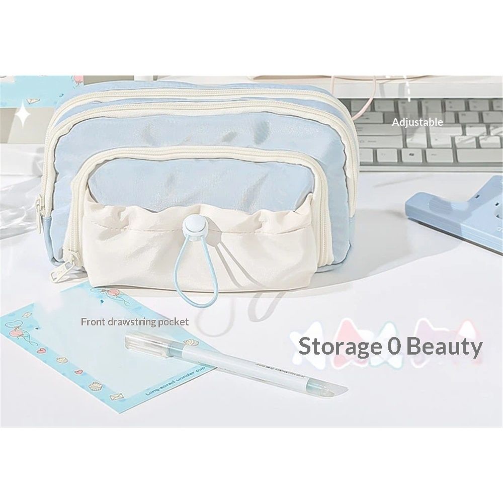 Pencil Case, Cute Pencil Pouch,Series Large Capacity Drawstring Pencil Cases , simple pencil case for junior high school and high school students(blue)