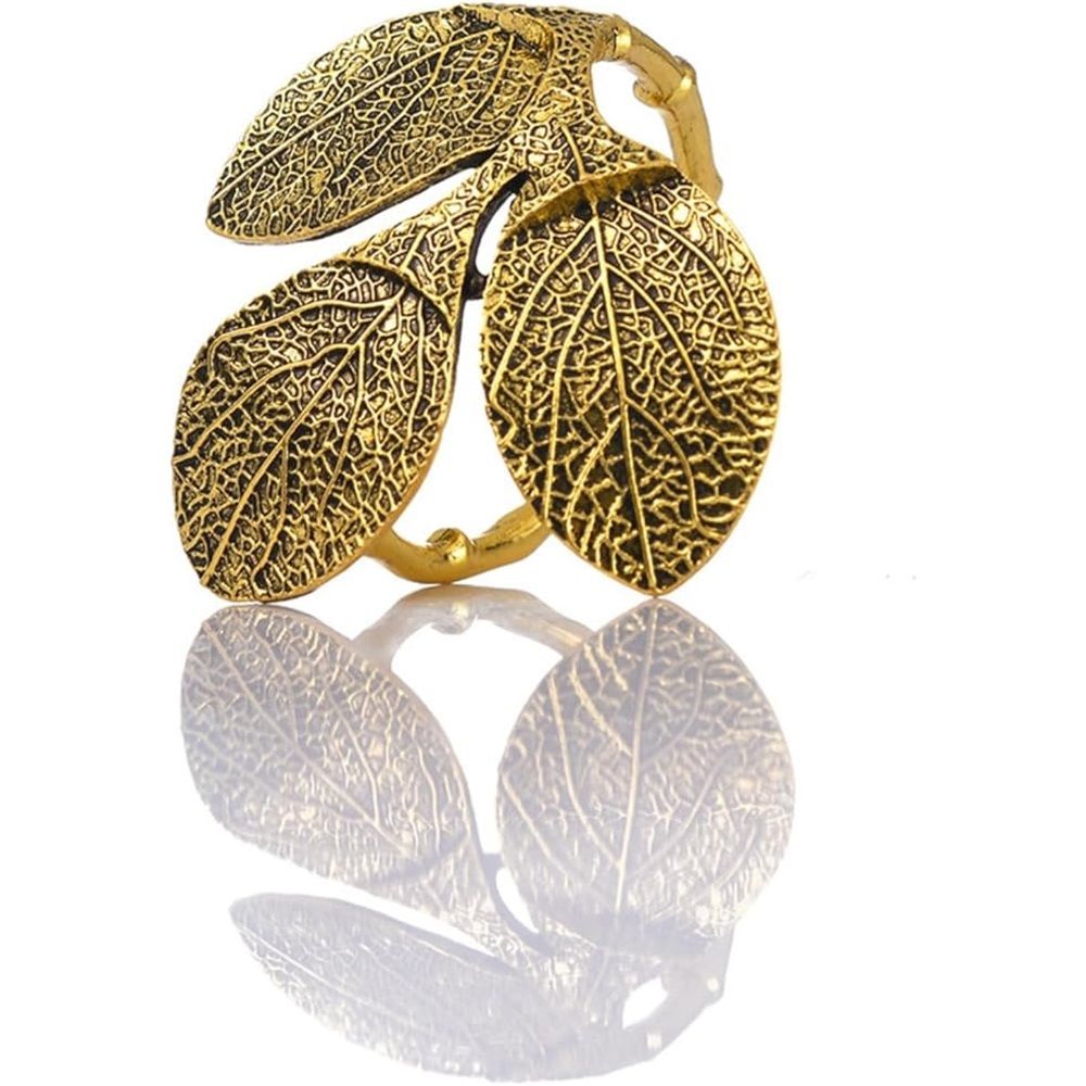 Gold  Napkin Rings - Set of 6 Natural Metal  Leaves Napkin Holders for Wedding Party and Daily Use, a Beautiful complement to Your Dinner Table Décor ( Golden)