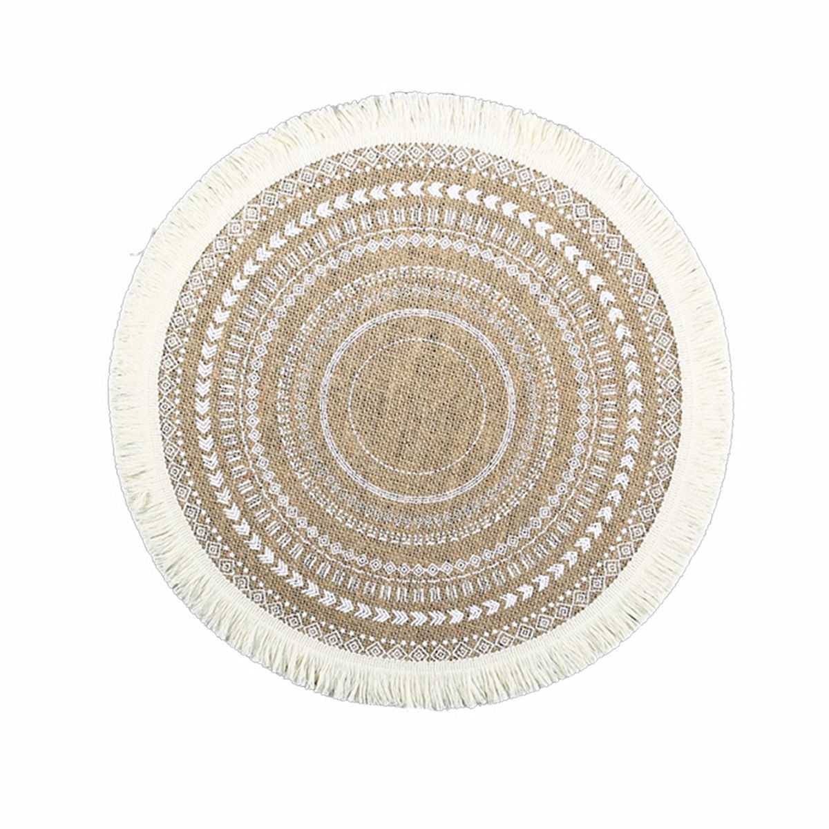 Placemats Set of 4 - Boho Cotton Woven Round Tassels Table Mats for Dining Room Kitchen Table Decor(Tassel circular pattern)