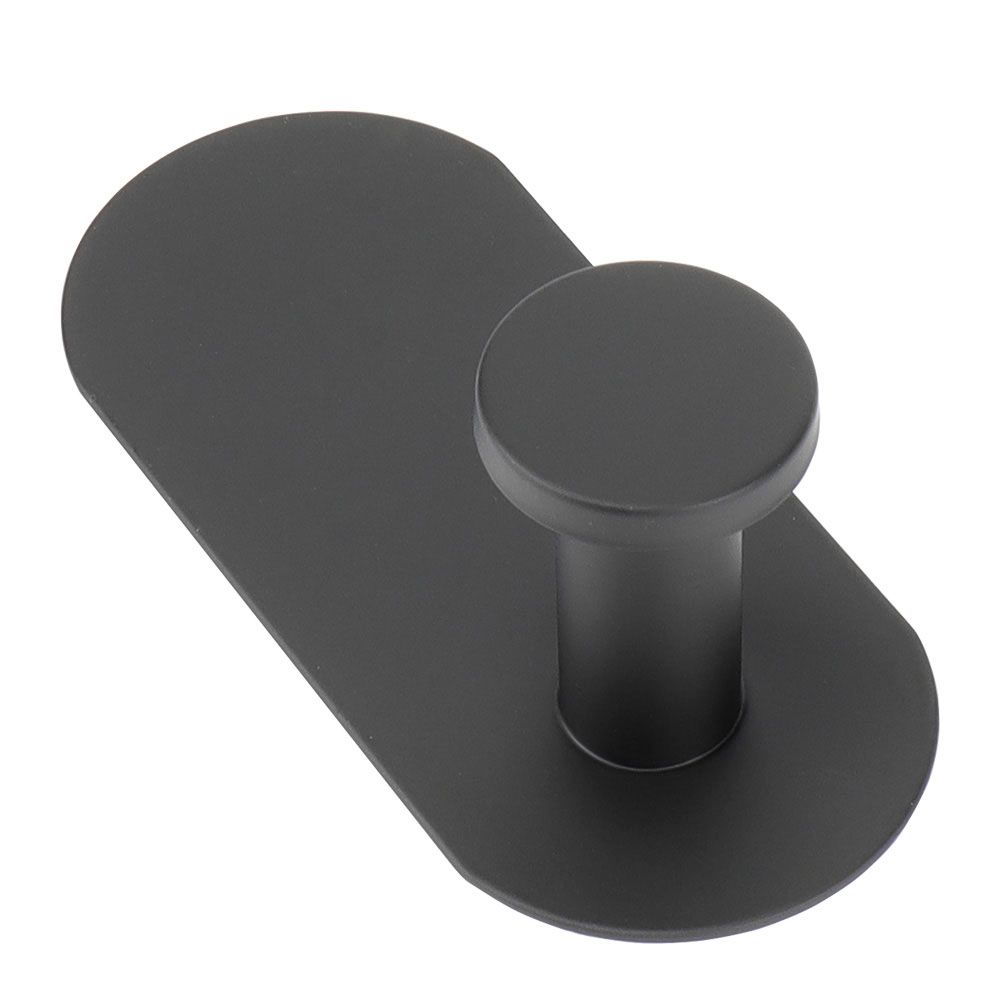 Adhesive Towel Hooks for Bathrooms 2 Pack Matte Black Stainless Steel  Sticky Wall Hooks for Hanging Heavy Duty Self Adhesive Robe Shower Hanger for Kitchen, Closet, Cabinet, Door