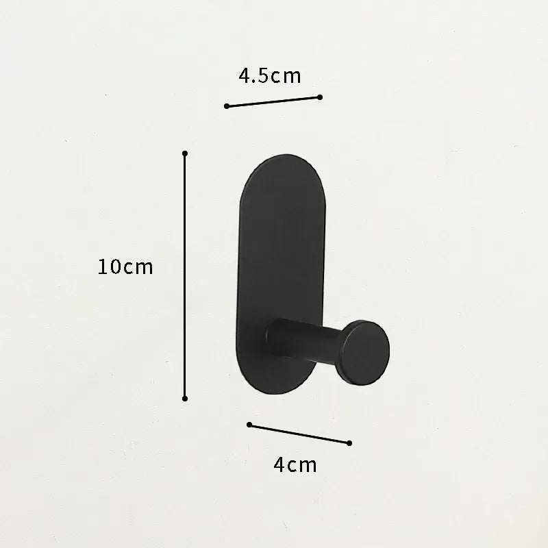 Adhesive Towel Hooks for Bathrooms 2 Pack Matte Black Stainless Steel  Sticky Wall Hooks for Hanging Heavy Duty Self Adhesive Robe Shower Hanger for Kitchen, Closet, Cabinet, Door