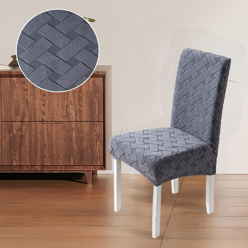 4-piece elastic home hotel dining chair jacquard chair cover, detachable and washable, restaurant kitchen chair protective cover (dark gray)