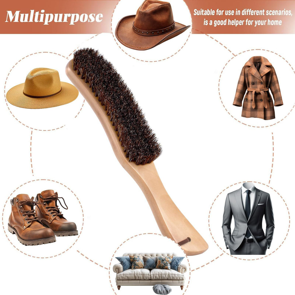 2pcs Hat Brush - Clean Western Cowboy Hat,  Hat & Baseball Cap, Horsehair Bristle Garment Brush Remove Cat Hair Dust for Suits, Suede, Cashmere,