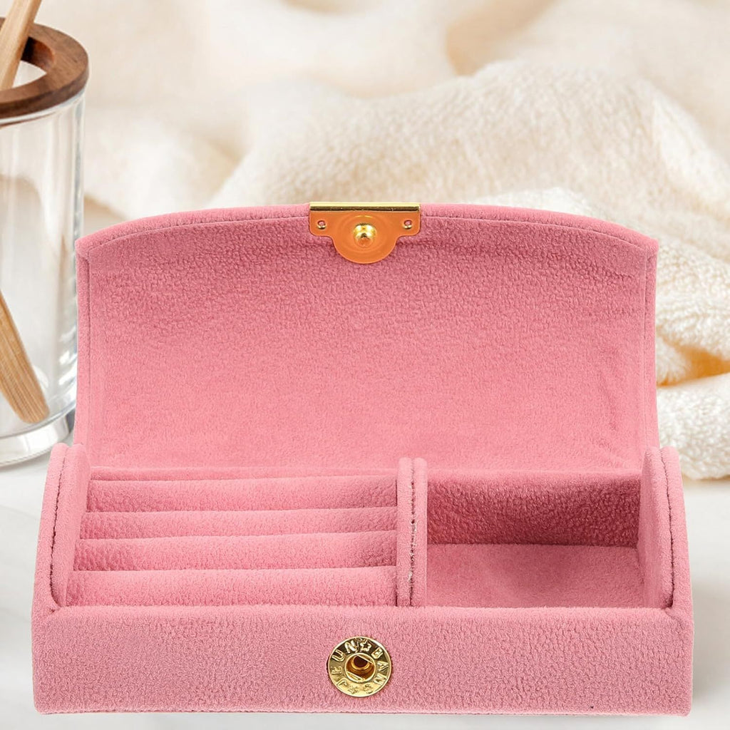 2pcs Small Jewelry Box, Mini Travel Jewelry Case Women's Portable Travel Jewelry Storage Organizer for Rings Earrings, Valentine's Day Gifts - Pink