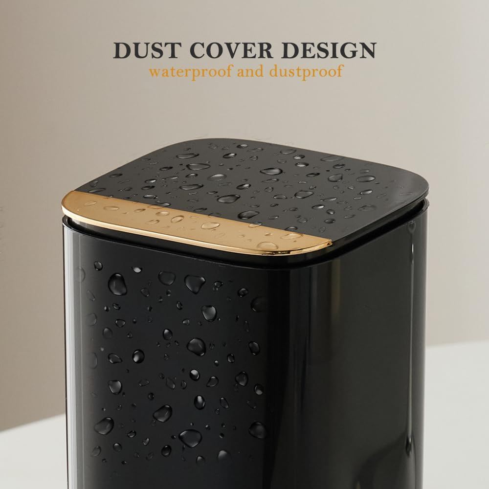 Push Pop-Up Makeup Brush Holder with Lid,Makeup Brush Organizer, Makeup Cosmetics Organizer for Vanity Decor, Bathroom Countertop,black gold