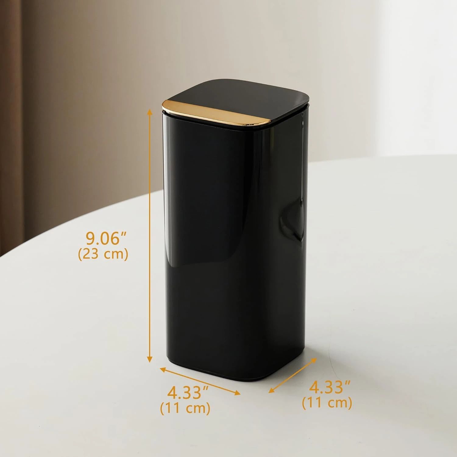 Push Pop-Up Makeup Brush Holder with Lid,Makeup Brush Organizer, Makeup Cosmetics Organizer for Vanity Decor, Bathroom Countertop,black gold