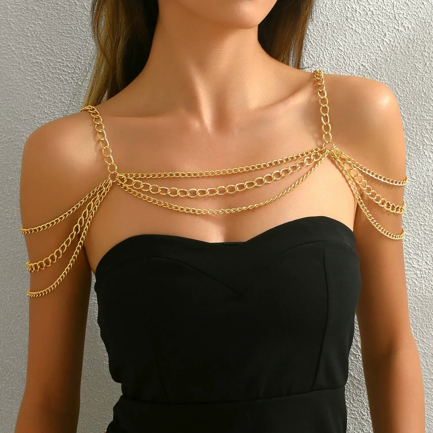 WomenTassel Body Chain Shawl Dainty Body Jewelry Layered Shoulder Chain Wedding Party Nightclub Body Accessories for Women Bride