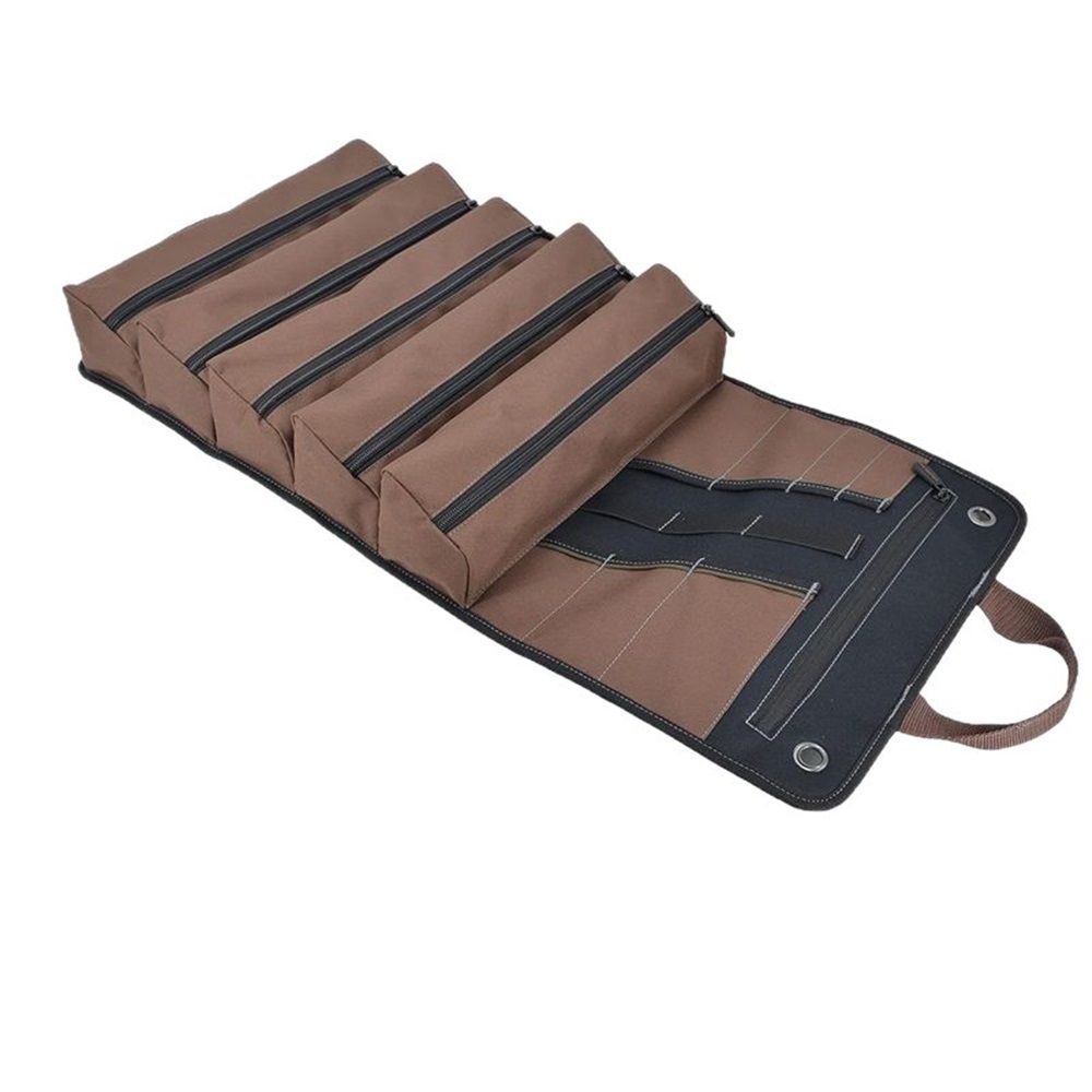Heavy-Duty Waxed Canvas Tool Roll, 7-Pockets Tool Wrap Roll, 15L Tool Roll Bag, Large Roll Up Tool Bag For Mechanics.（black）