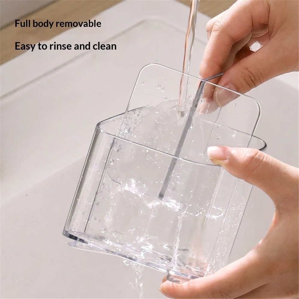 Toothbrush Holders for Bathrooms,  Removable Electric Tooth Brush and Toothpaste Holder Organizer for Bathroom Countertop/Kitchen/Office（Medium - Transparent）