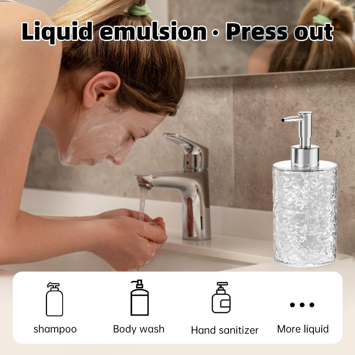Multifunctional Liquid Soap Foaming Pump Dispenser Bottle Refillable Hand Soap Container for Home Travel and Gym Use 400ML rotundity