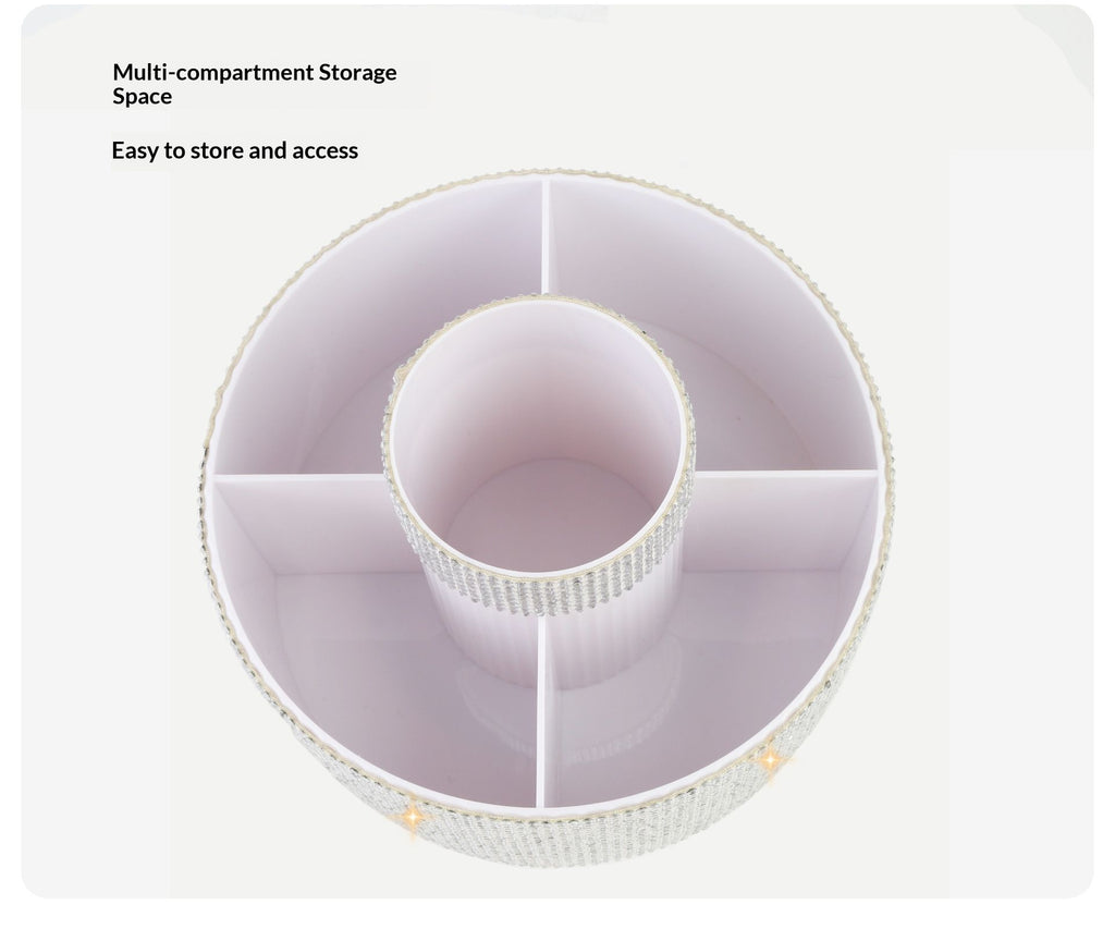 Makeup Brush Holder, 360° Rotating Makeup Organizer, 5 Slot Make up Brushes Cup for Countertop, Storage for Cosmetics Pen Eyeliner Skincare on the Vanity (white)