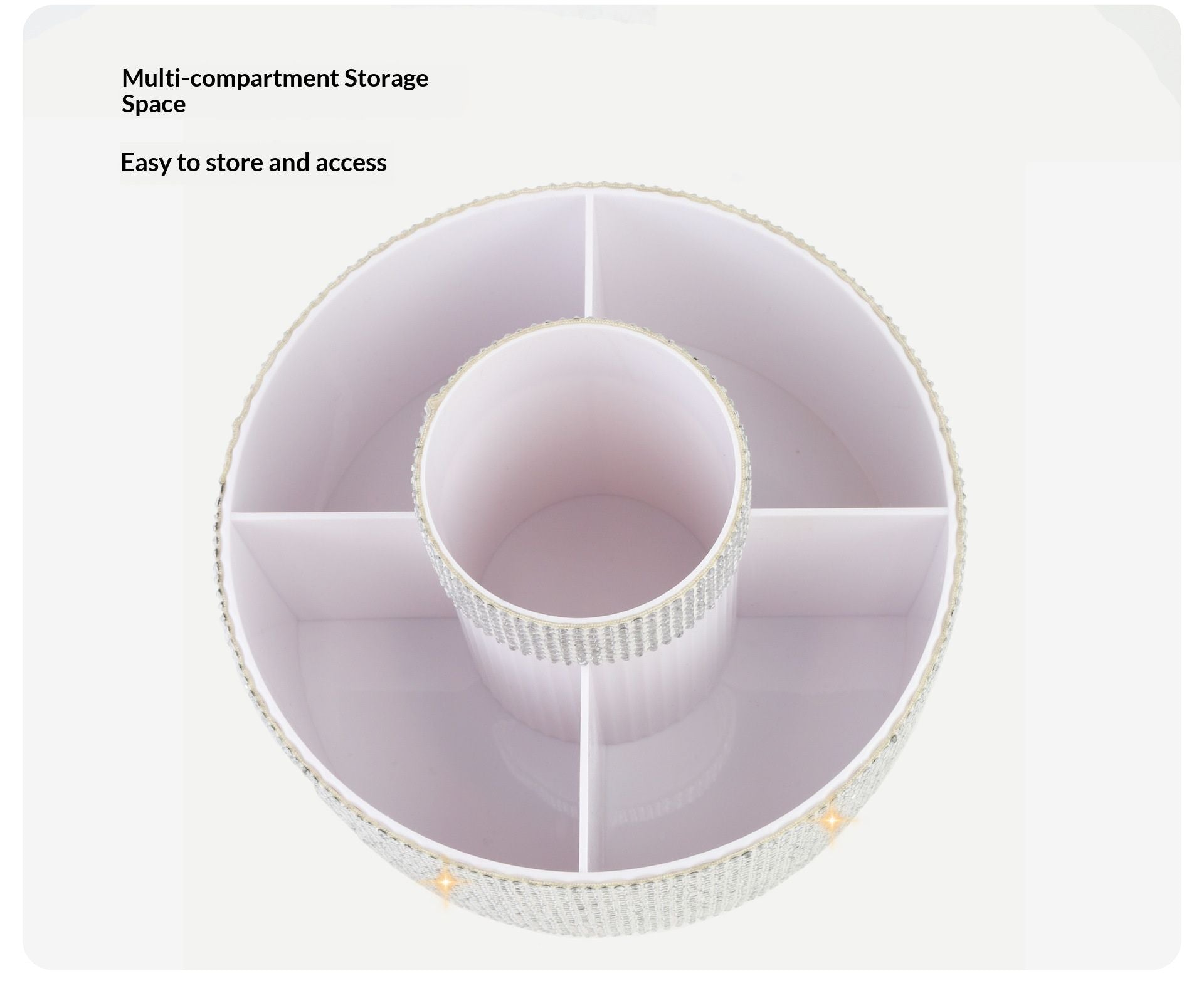 Makeup Brush Holder, 360° Rotating Makeup Organizer, 5 Slot Make up Brushes Cup for Countertop, Storage for Cosmetics Pen Eyeliner Skincare on the Vanity (white)