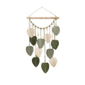 Wall Hanging - Hand Woven Boho Tapestry Sage Green Leaves Wall Decor, Rustic Tassels Yarn Hanging Ornament Decor for Bedroom Living Room Dorm（Green）