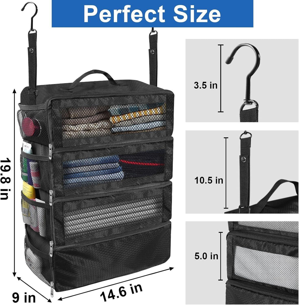 Suitcase Organizer Travel Bags Organizer for Luggage Compression Hanging Packing Cubes for Travel Carry on Closet (Bag Only)black