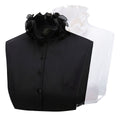 2pcs detachable ruffled collar, lace up design, half shirt, women's collar, clothing accessories collar, multifunctional shirt accessories(BLack+White）