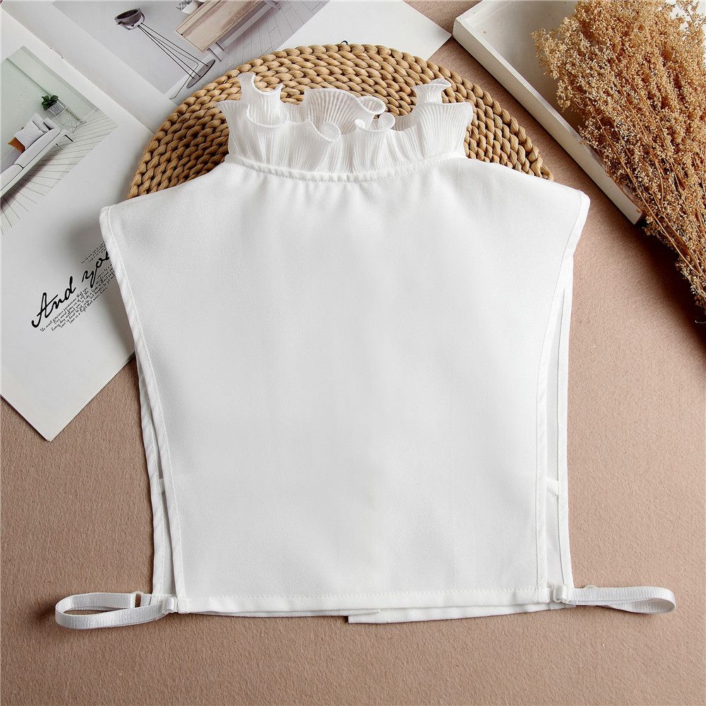 2pcs detachable ruffled collar, lace up design, half shirt, women's collar, clothing accessories collar, multifunctional shirt accessories(BLack+White）