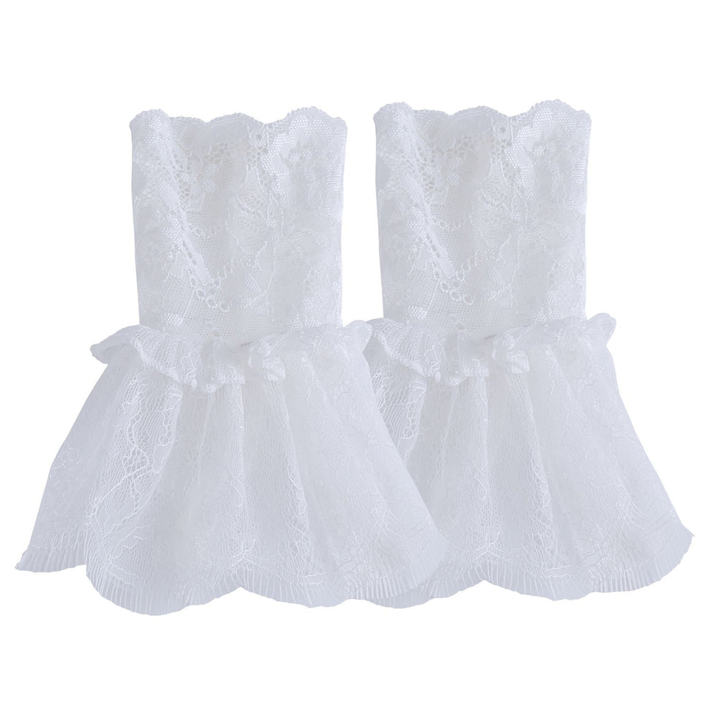 4pcs  gloves with white sleeves and women's sexy lace elastic bracelet cuffs, suitable for role-playing, weddings, tea parties, and masquerade parties.  White