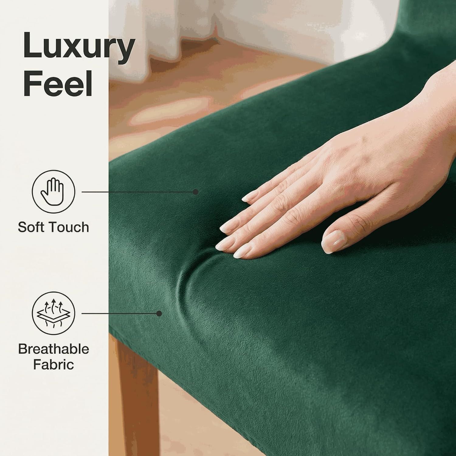 Chemical Fiber Stretch Dining Room Chair Covers -  Chair Slipcovers - Stretchable Removable Furniture Protectors (2, dark green)