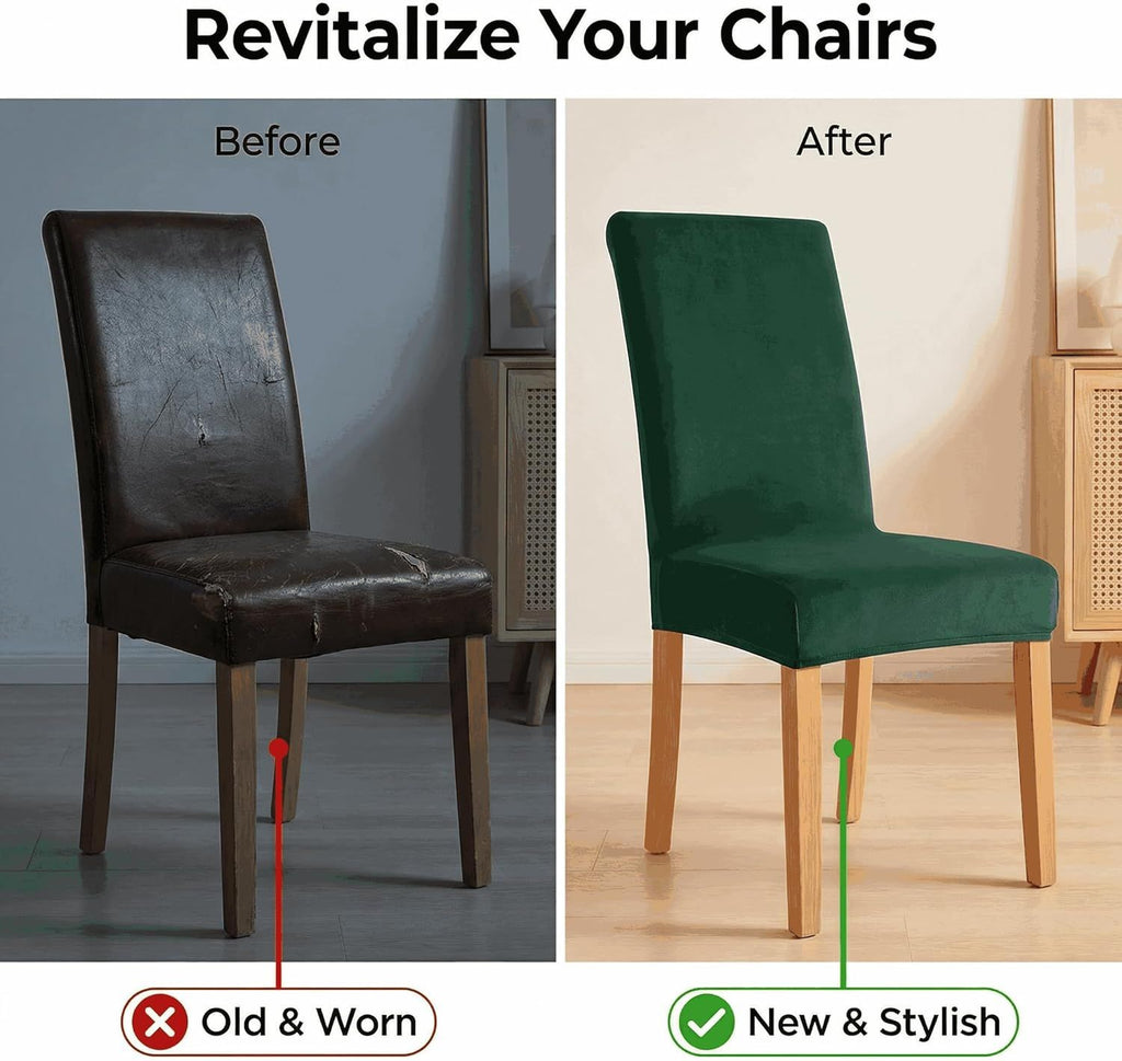 Chemical Fiber Stretch Dining Room Chair Covers -  Chair Slipcovers - Stretchable Removable Furniture Protectors (2, dark green)