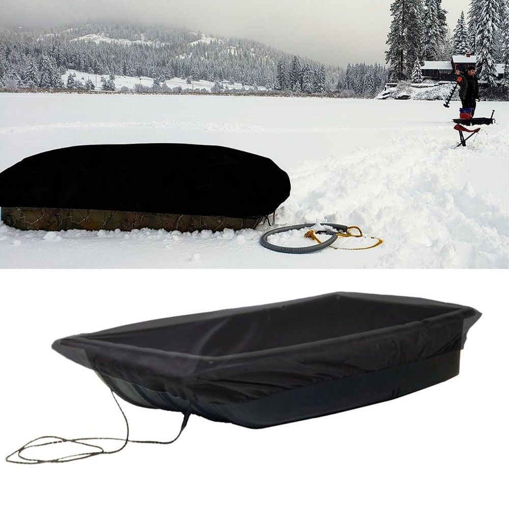 Oxford Cloth Ice Fishing Jet Sled Cover Ice Fishing Gear Accessories Waterproof Sun-Protection Sled Travel Cover for Outdoor Activities Winter Camping Hunting（420D：110*54*21cm black）